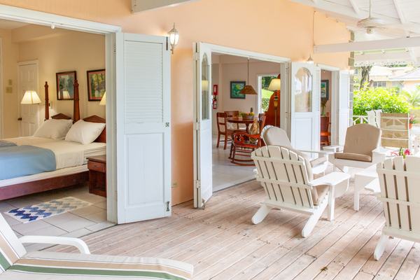 Balcony into lower bedroom and living room