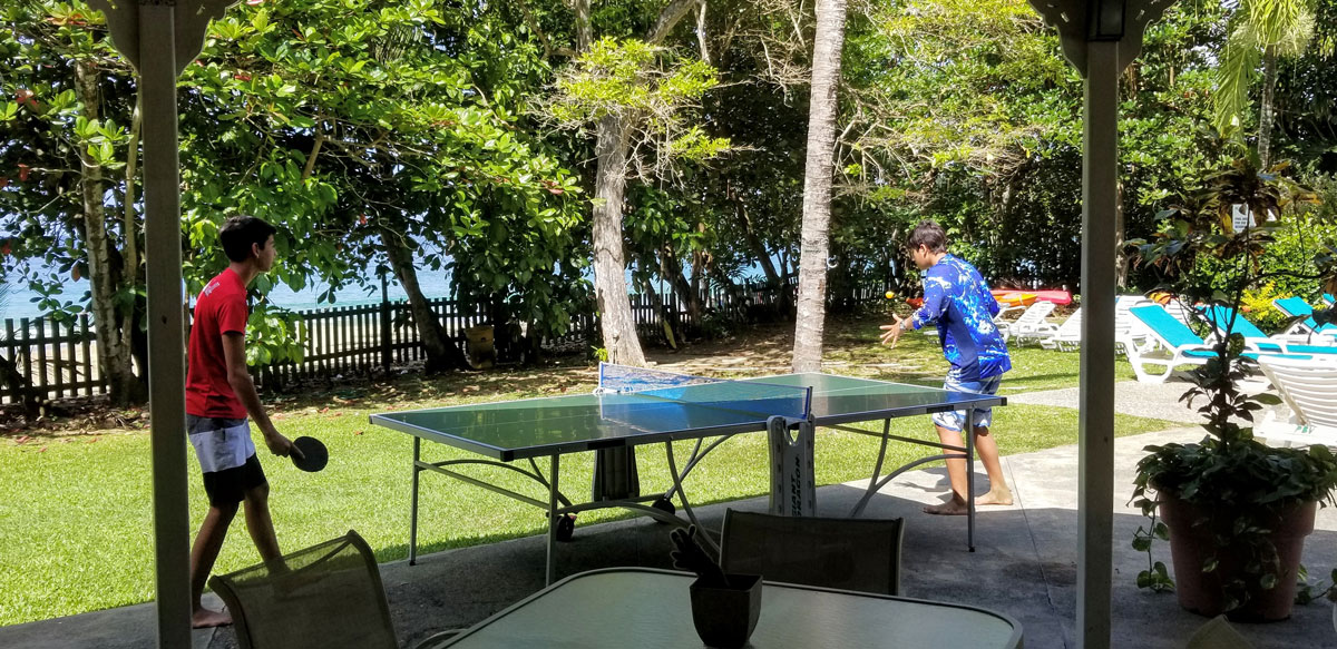 Table Tennis and badminton on the seaside 