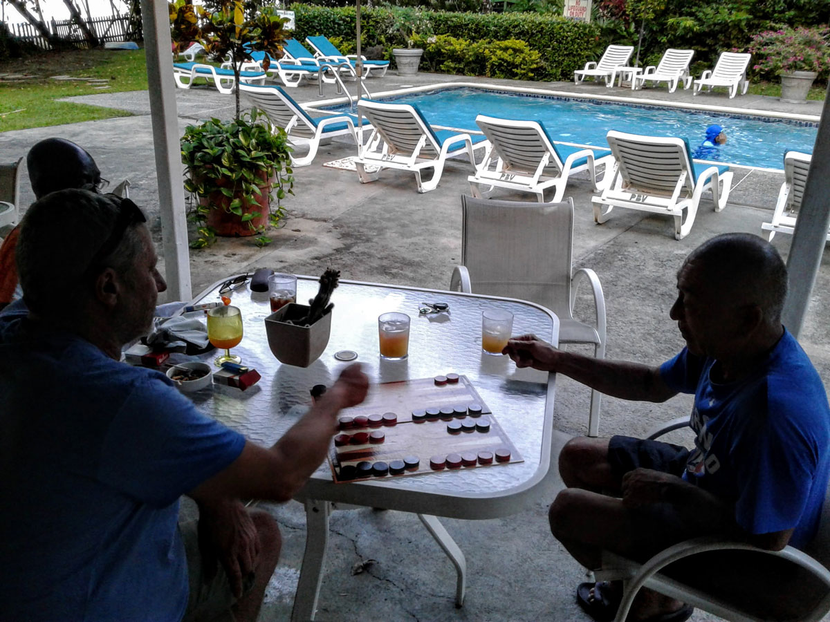 Backgammon at the poolside